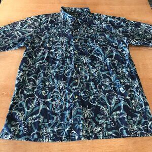 Ono Hawaiian Shirt Men XXL Blue Floral Button Up Pocket Short Sleeve Collared